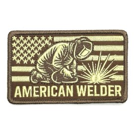 Unbranded American Welders Brown Patriotic Flag USA Iron On Sew On Patch