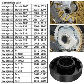 YZYUN Steel Wheel Nut Socket Wrench for MV Agusta, Compatible with MV Agusta F4, Brutale, 312R, Senna, 1/2" Drive, Impact Wrench Ready