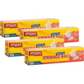 None ProPack Disposable Plastic Storage Bags with Original Twist Tie 1 Gallon Size 60
