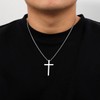 Silver Cross Pendant Necklace for Men Faith Stainles Steel Cross