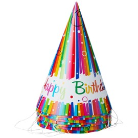 Unique Party 49571 - Rainbow Ribbons Birthday Party Hats, Pack of 8