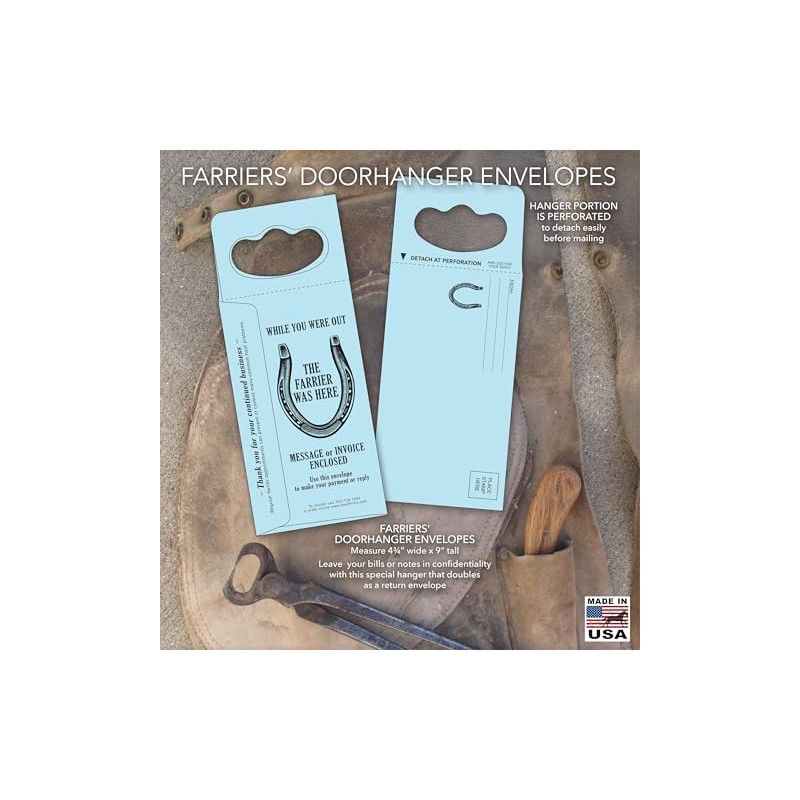While You Were Out Farrier Message and Invoice Doorhanger Envelope