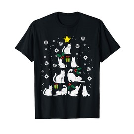 Cats Christmas Tree Cute Cat Lover Xmas Winter Women Girls T-Shirt