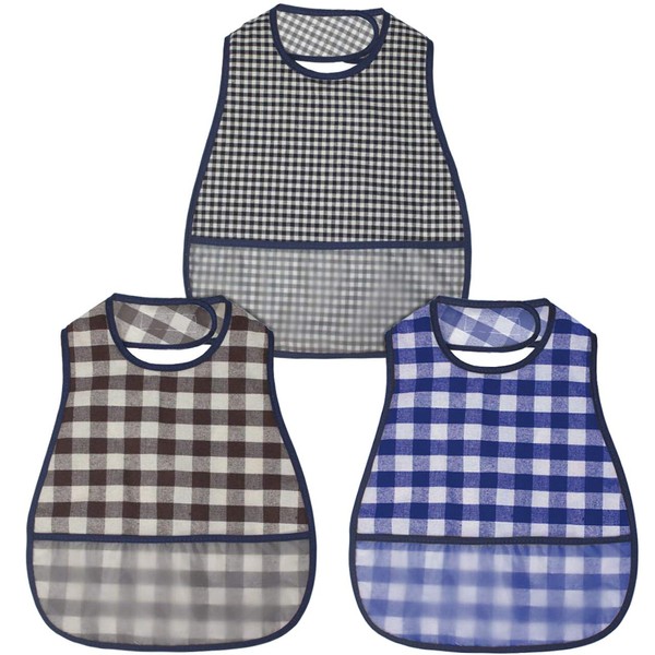L.] Meal Apron, Boys Simple Pattern, Stylish Meal Apron, Large Size, Firmly Catching, Nursery School, Cute, Waterproof, Baby Apron, Set of 3