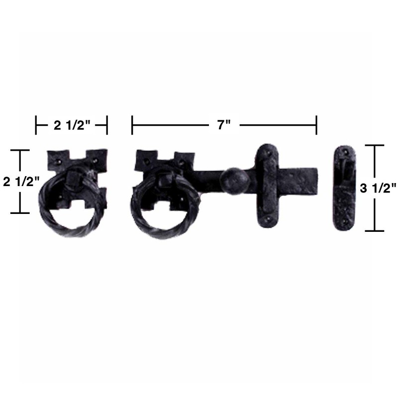 7" Wrought Iron Door Latch Lock Set Ring Pull Two-Way