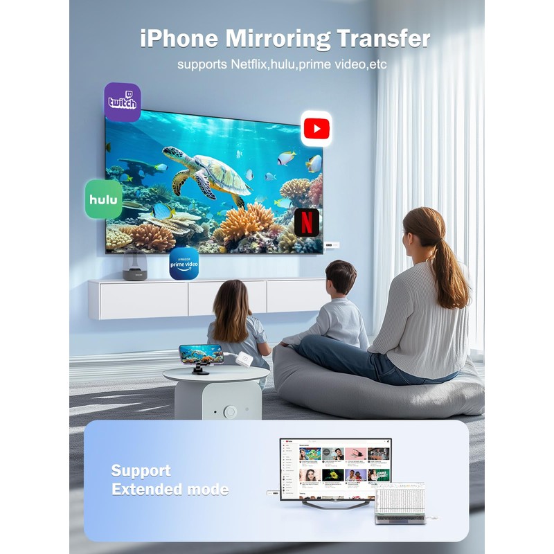 Lemorele Wireless USB-C Transmitter and HDMI Receiver Kit 164FT Range,