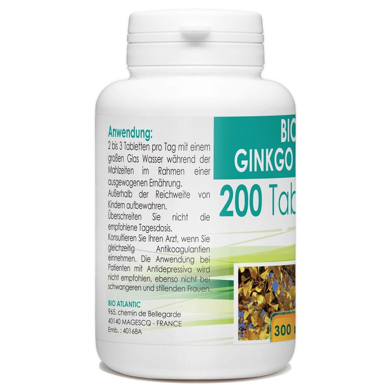 Ginkgo Biloba Organic – 300 mg – 200 Tablets