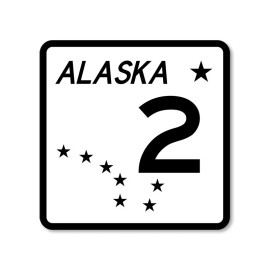 American Vinyl 3x3 inch Alaska Highway 2 Road Sign Sticker (decal travel road state ak snow)