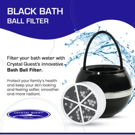 Crystal Quest Bath Ball & Replacement Filter Cartridge Bundle - Water Filter System-Reduce Contaminants for Softer &Smoother Skin-Effortless & Quick Installation| Bundle and Save (Black)