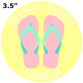 Athena Brands Flip Flops Delray Beach Florida - Car Truck Window Bumper Graphics Sticker Decal - Fun In The Sun Yellow