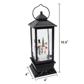 Wondise Lighted Musical Snow Globe Lantern with 6 Hour Timer, 12 Inches USB Powered & Battery Operated Spinning Water and Swirling Glitter Christmas Snow Globe Lantern Gifts(Snowman Family)