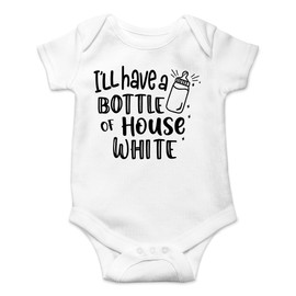 AW Fashions I'll Have A Bottle Of The House White Baby Bodysuit Funny Adorable Infant Clothing Boys Girls (12 Months, White)