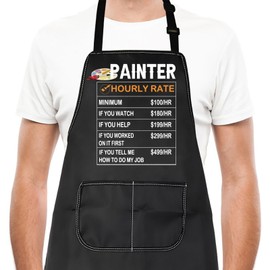 LEVLO Artists Gift Painter Hourly Rate Waterprof Adjustable Apron for Art Student Graduation for Mom Dad, Painter Hourly Rate, One Size