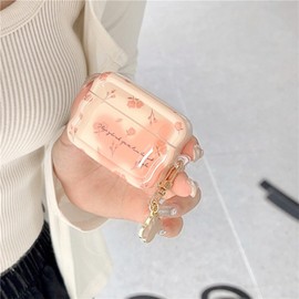 COTYPOFLIYTT Compatible with AirPods 4 Case 2024 Flowers with Cleaner Kit Cute Keychain Cover Floral Pattern Case for Girls Women Airpods 4th Generation-Orange