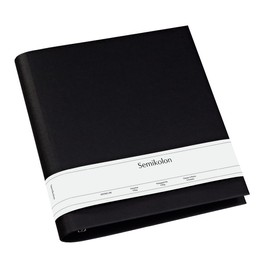 Semikolon 353303 Photo Folder 4 Rings - 29.5 x 32 cm - Efalin Cover for Album, Photo Book with Ring Binding - Black