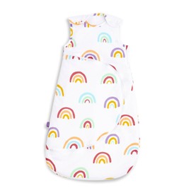 Snuz Baby Sleeping Bag with Nappy Zip - For Easy Nappy Changes, Super Soft Cotton Sleeping Bags Poppers, Meets British Safety Standard, Rainbow, 2.5 Tog 6-18M