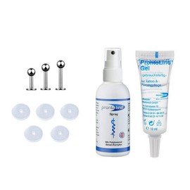 Marc's piercing care and anti-wild meat set for inflamed piercings and against wild meat with PRONTOLIND and titanium jewellery., Titanium