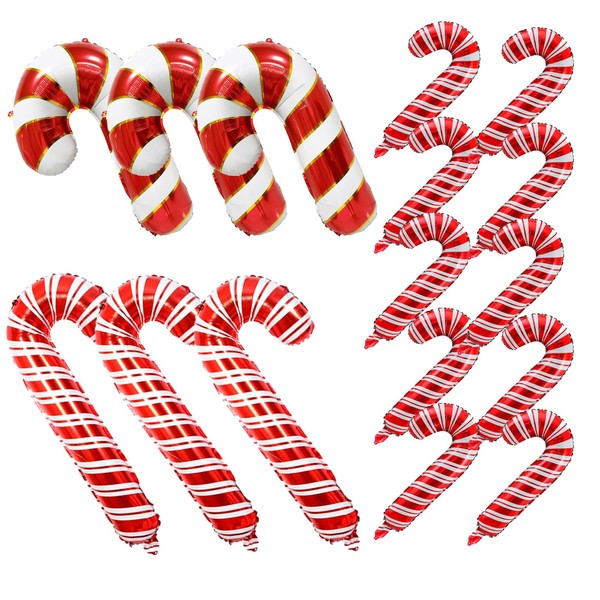 Christmas Candy Cane Foil Balloons, 16 Pieces Xmas Candy Cane