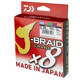 Daiwa J-Braid Grand x8E 0.10 mm, 7.0 kg/15.0 lbs, 300 m, multicoloured, braided fishing line, 12795-110