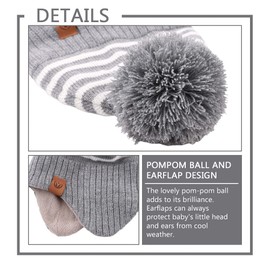 XIAOHAWANG Baby Winter Classic Children's Hat Girls Boys Warm Knitted Hat with Pompom Toddler Bobble Hat for Outdoor Activities, Grey (hat + scarf)