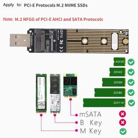 Tangxi M.2 NVMe to USB Adapter, 10Gbps M.2 SSD to USB 3.1 M.2 Adapter, M.2 NVME Based M Key M.2 PCIe to Hard Drive Converter Reader for 970 Series / 960 Series/