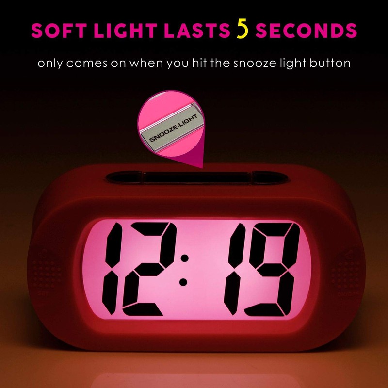 Easy to Set, Plumeet Large Digital LCD Travel Alarm Clock