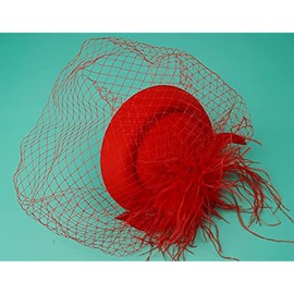 DRESHOW Fascinator Hats for Women Pillbox Hat with Veil Headband and a Forked Clip Tea Party Headwear