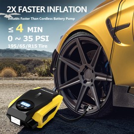 PGNOOGE 150 PSI Tyre Inflator, Air Compressor with LED Flashlight, DC 12V Air Pump, Tire Inflator with Digital Display, Auto-off Tyre Pump, Car Tyre Inflator for Car/Motorcycle/Ball