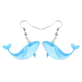 DUOWEI Acrylic Ocean Whale Earrings Dangle Jewelry for Women Gifts (Light Blue)