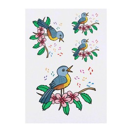 Azeeda 4 x 'Singvogel' Temporäre Tattoos - Wasserfest, Hautfreundlich & Ungiftig · Transfers in Verschiedenen Größen (TO00069626)