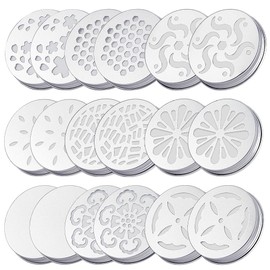 AHANDMAKER 18 Pcs Hollow Jar Lid Covers 9 Styles Flower Canning Lids Regular Mouth Canning Lids Daisy Flower Split-Type Canning Lids for Mason, Ball, Canning Jar