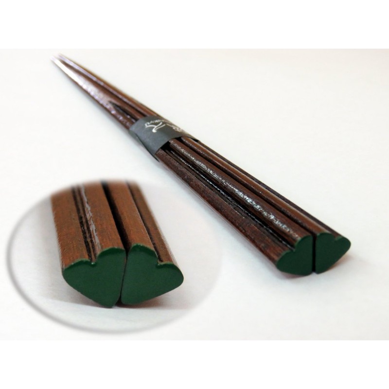Heart Chopsticks (Green 23 cm Red 21 cm) Couple Gift