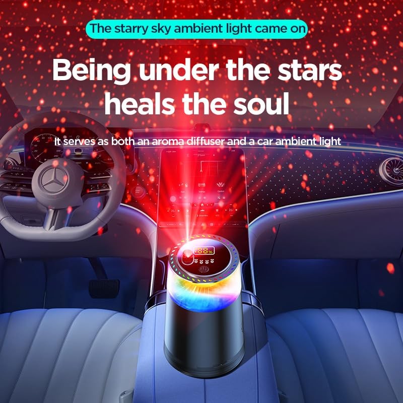 Smart Car Air Freshener with RGB Ambient Light, Car Aroma