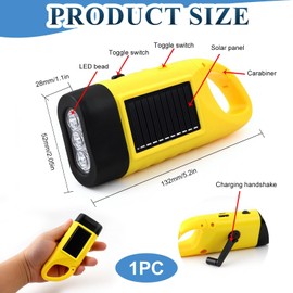 Veridius Wind Up Torch LED Solar Torch Hand Crank Power Super Bright Emergency Light Portable Survival Torchs with Carabiner Hook Solar Panel for Camping Hiking Outages Outdoor Survival Gear