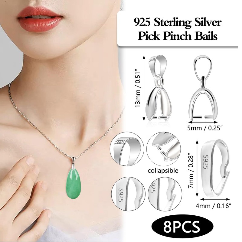 8 pieces sterling silver 925 jewellery pendant eyelets, chain clasp,