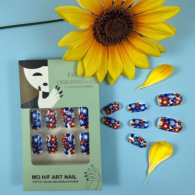 4th of July Press on Nails Medium Square Fake Nails