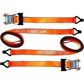 Kuma by Everest Ratchet Tie Down Straps, 1.5 inch x 15 ft, 6000 lb Break Strength, Reflective, Orange, 2-Pack