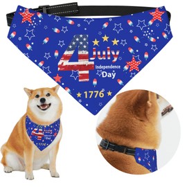 LORTURE Dog Bandanas 4th of July, Size XL Dog Bandanas for Fourth of July, Red White Blue American Flag for Large and Small Breed for Celebrating Independence Day