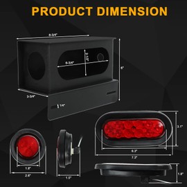 FSBCGT 2PCS Trailer Lights Welded Mount Steel Boxes Housing Kit w/ 6 Inch Oval Red Led Trailer Tail Lights 10LED and 2 Inch Red Round Led Side Marker Lights 4LED w/Grommets and Wire connectors