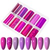 JERCLITY Pink Nail Foil Transfer Sticker Kit - 10 Rolls