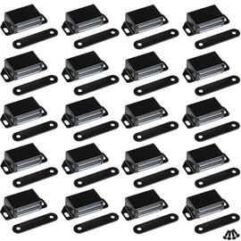 WOOCH Magnetic Door Catch - 30lb High Magnetic Stainless Steel Heavy Duty Catch for Kitchen Bathroom Cupboard Wardrobe Closet Closures Cabinet Door Drawer Latch (2.1 in Black, 20-Pack)
