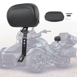 TQROBN Adjustable Driver Backrest Rider Backrest Mount Kit for Can Am Spyder F3/F3-S/F3-L/F3-T 2015-2023 Black Backrest (with Storage Pouch)