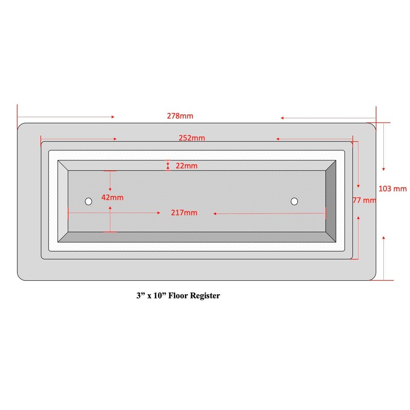 Zion Flush Mount Floor Register 3" x 10" White Modern