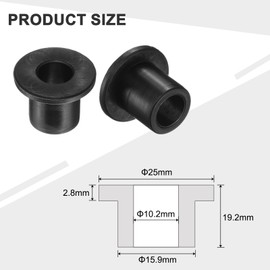 sourcing map 12pcs Flanged Sleeve Bearings Plastic Bushings ID 10.2mm x OD 15.9mm x Length 19.2mm Nylon Bushings, Black