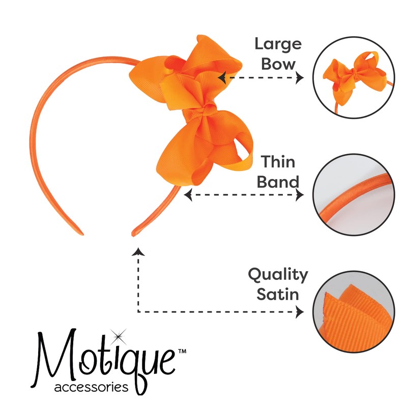 Motique Accessories Little Girls Headband With Side Grosgrain Bow -