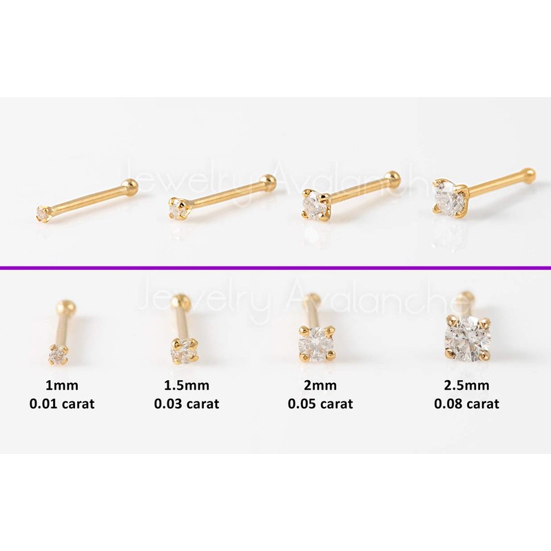 Jewelry Avalanche 22G Solid 14Kt Gold Nose Bone Stud with