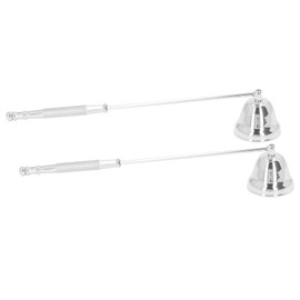 2PCS Candle Snuffer with Long Handle Bell Shape Metal Flame Snuffer Cover Wick Extinguishing Tool Silver