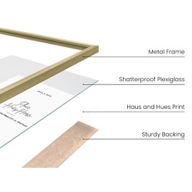 HAUS AND HUES 8x10 Gold Picture Frame - Modern Aluminum Wall Art Display - Lightweight 8x10 Frame for Photos, Prints, Posters - Ready-to-Hang Vertically & Horizontally