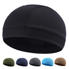Unbranded Cooling Bald Dome Skull Cap Moisture Sweat Wicking Helmet Liner Sport Beanie Hat - Rose red