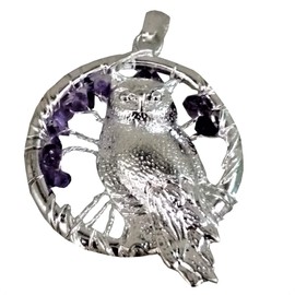 Purpledip Colgante de chakra con diseño de búho de la sabiduría, regalo espiritual de la suerte (11508)